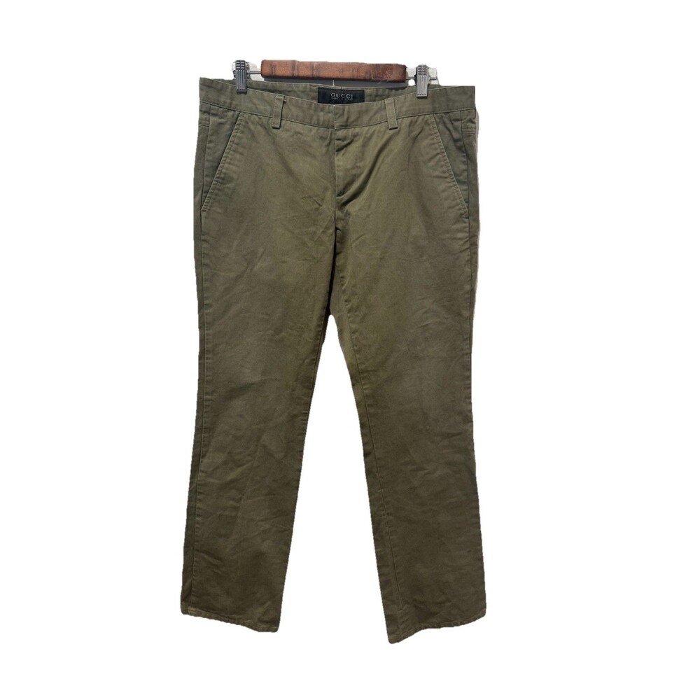 Gucci Pants Army Green Chino Pants Straight Leg Italian Size 50 or US 34x31